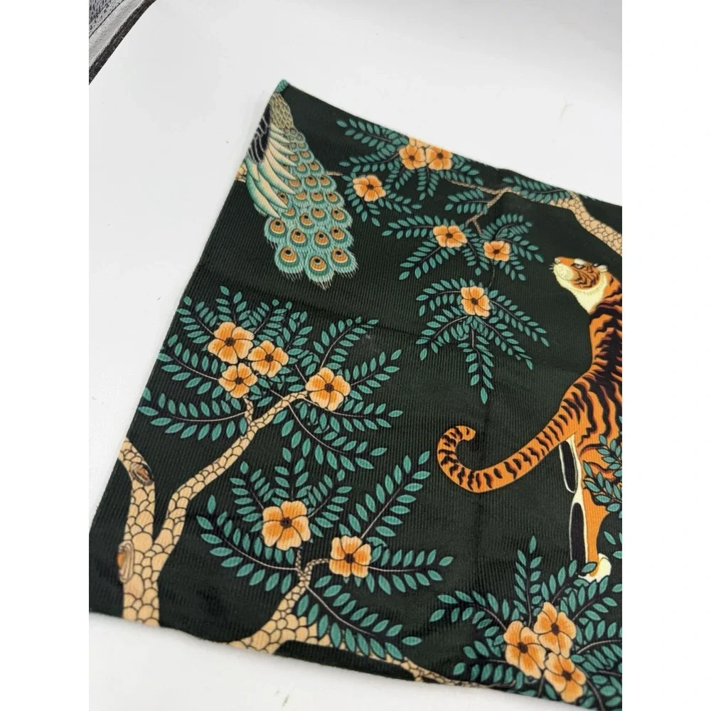 NEW Tiger and Peacock Jungle Pillow Cover Case Modern White Lane 12x12in x2
